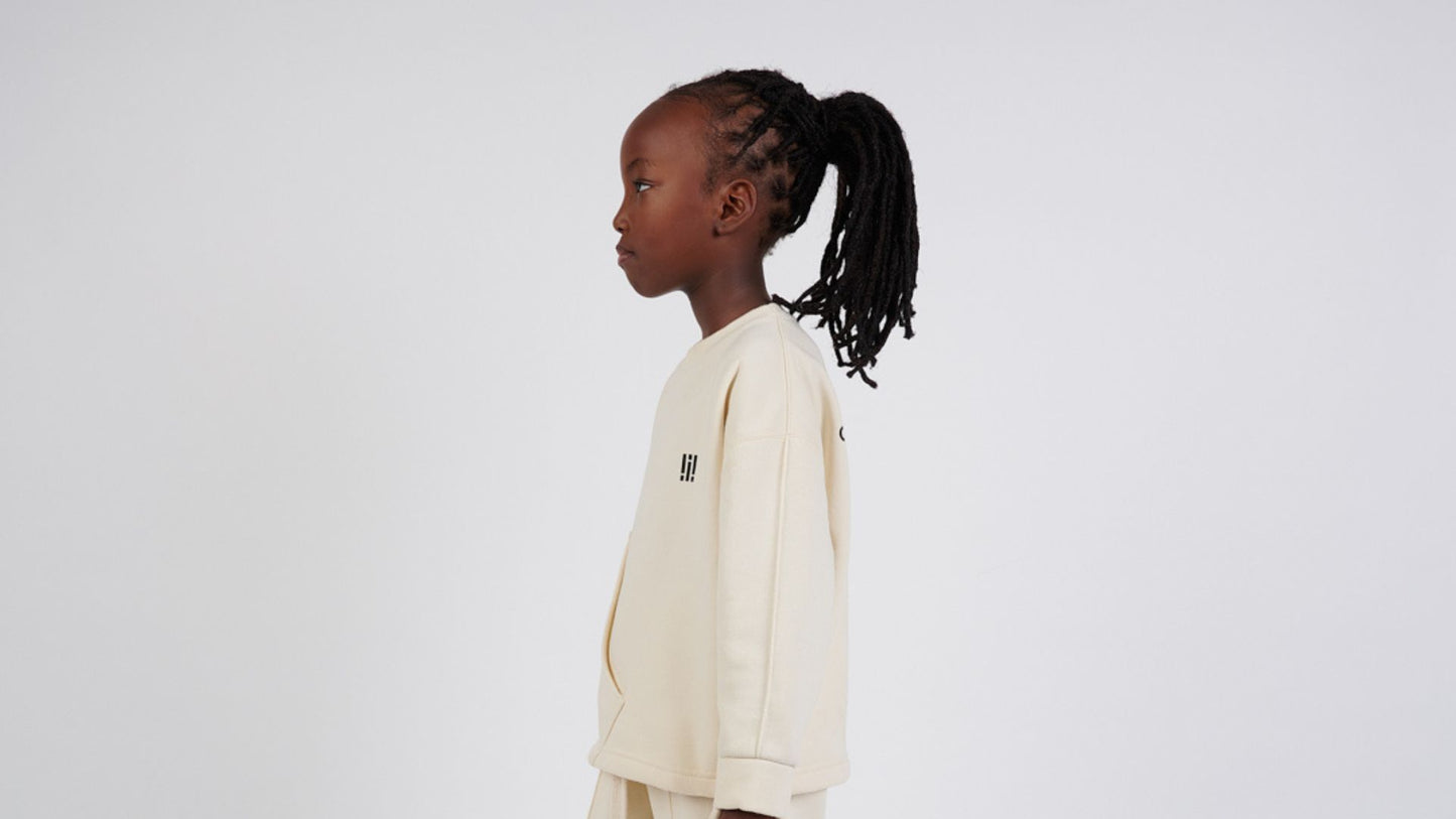Vanilla Color Organic Cotton Pants and Sweatshirt Set