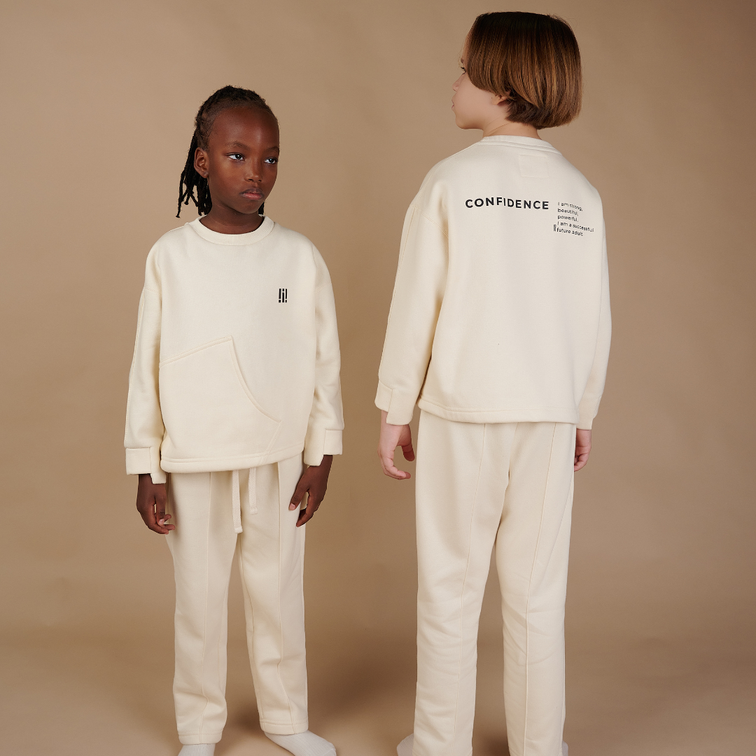 Vanilla Color Organic Cotton Pants and Sweatshirt Set